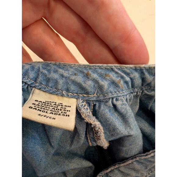 Levi’s Chambray Denim Blouse S Button Front Balloon Sleeve Western Casual - Picture 5 of 8